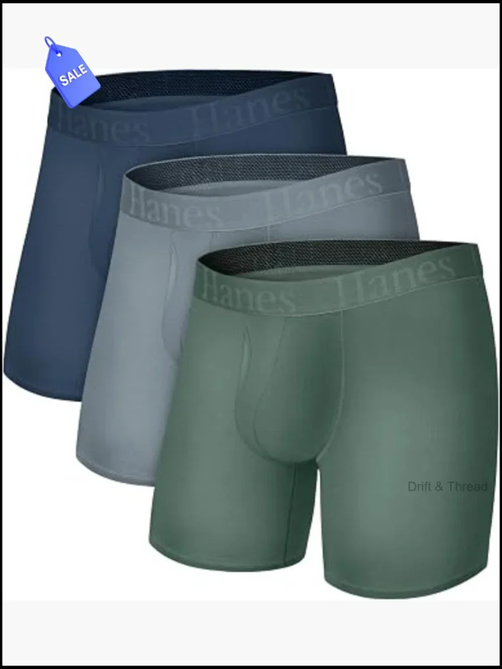 Hanes Men's SuperSoft Viscose from Bamboo Boxer Briefs 3-Pack Size Large